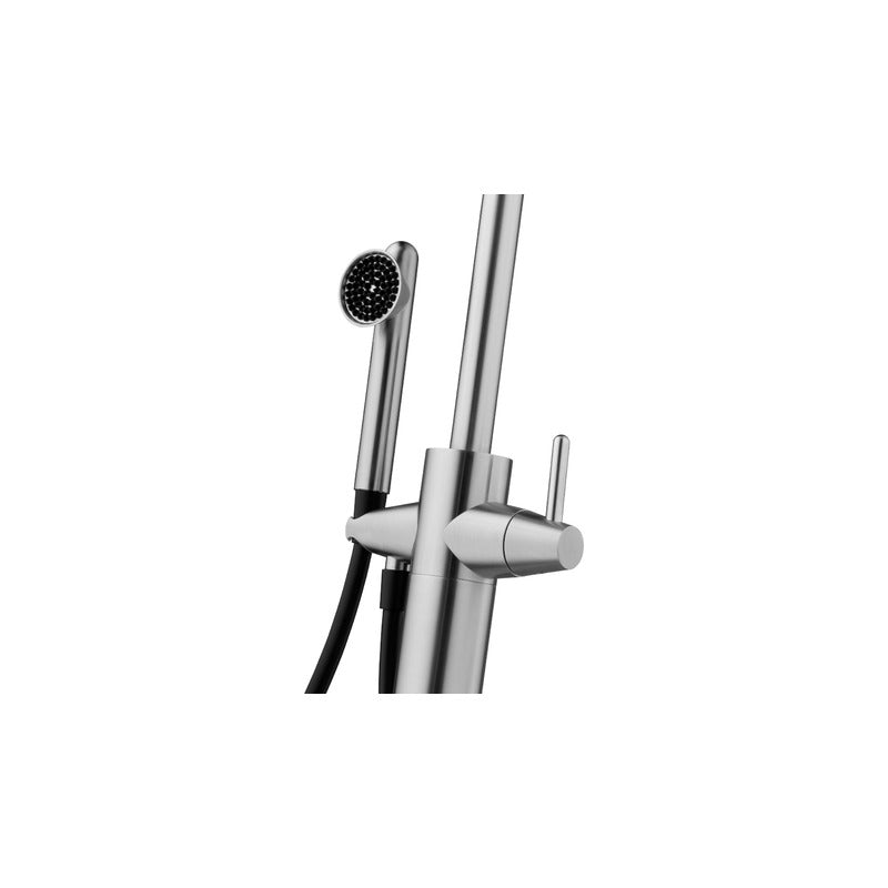 Detail of the JEE-O cone bath mixer - progressive control and high-quality stainless steel finish